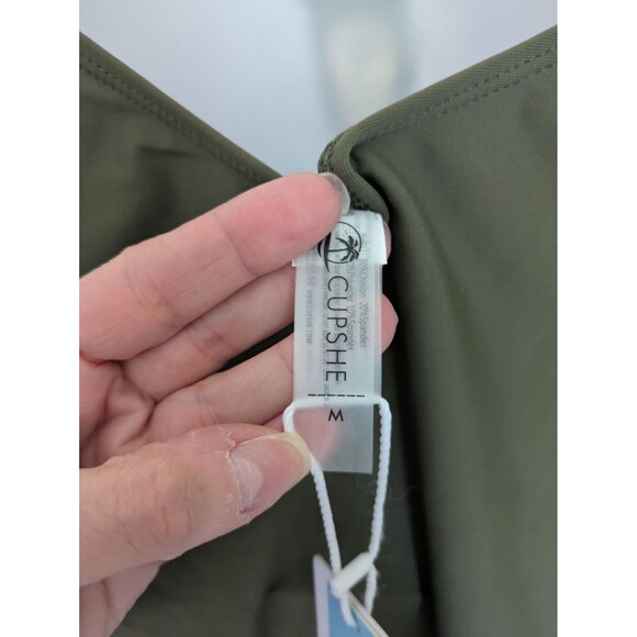 Womens Cupshe Vintage Green Babydoll Boho Lace Plunge One Piece Swimsuit SZ M - Picture 7 of 13